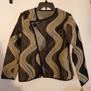 Winding River Wiggly Line Pattern Tweed Jacket NWT Women's Size S Art Western